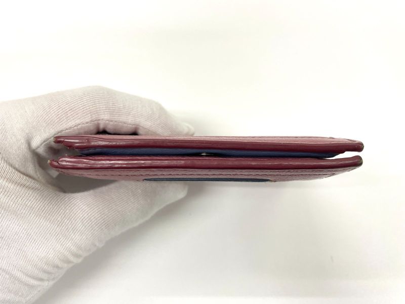 Prada Etiquette Calf Leather Compact Wallet Bifold Wallet Pink X Light Blue