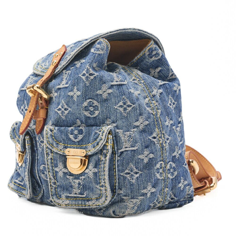 Louis Vuitton Monogram Denim Sac Ado PM M95057 Backpack Blue (gold Hardware)
