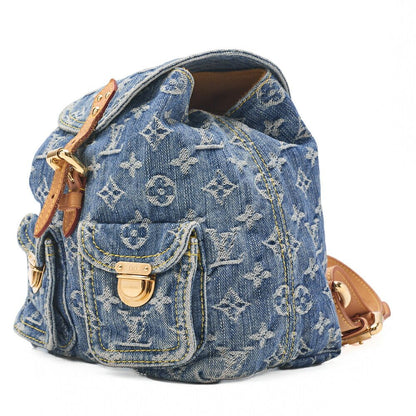 Louis Vuitton Monogram Denim Sac Ado PM M95057 Backpack Blue (gold Hardware)