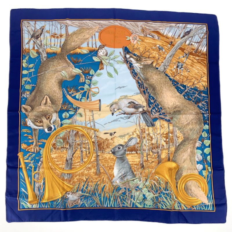 Hermes Carre 90 Chasse Au BOIS Hunting In The Woods Silk Scarf