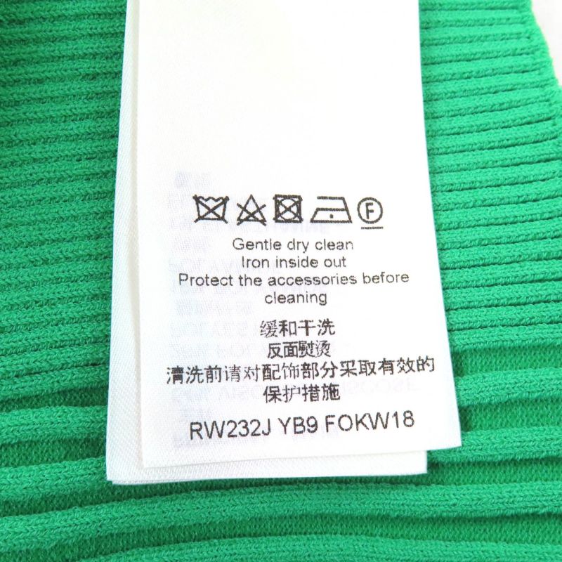 Louis Vuitton 23AW 1ab8cs Chain Decor Cropped Ribbed Tank Top Green XS Made In