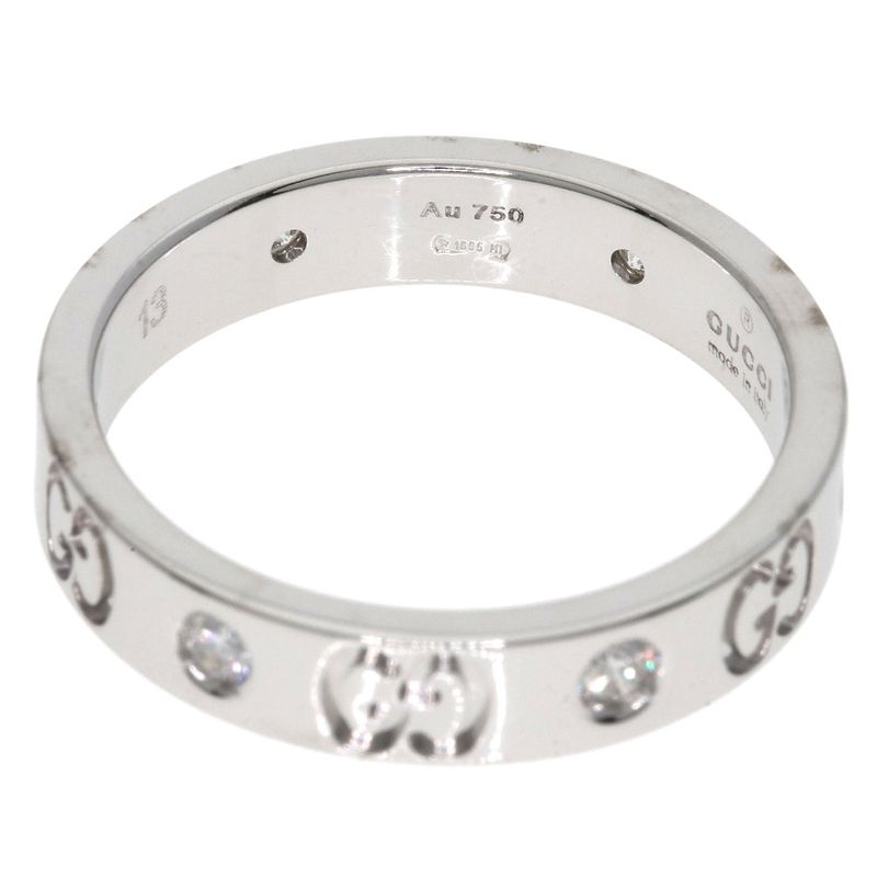 Gucci Icon 6P Diamond #13 Ring 18K White Gold Ladies