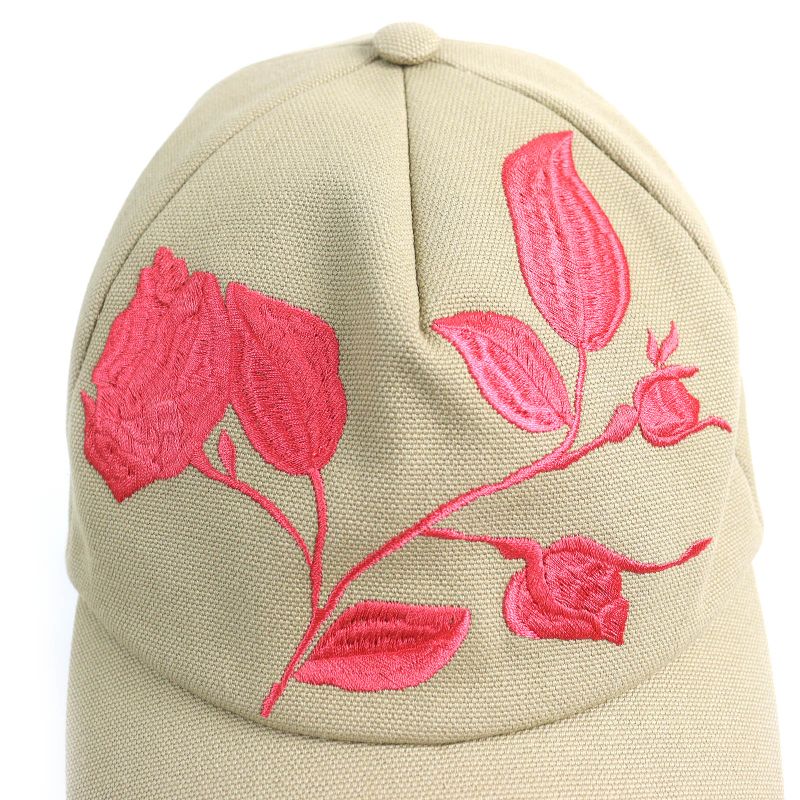 Fendi Fxq675 Cotton Logo Floral Rose Embroidery Baseball Cap Hat Cap Beige