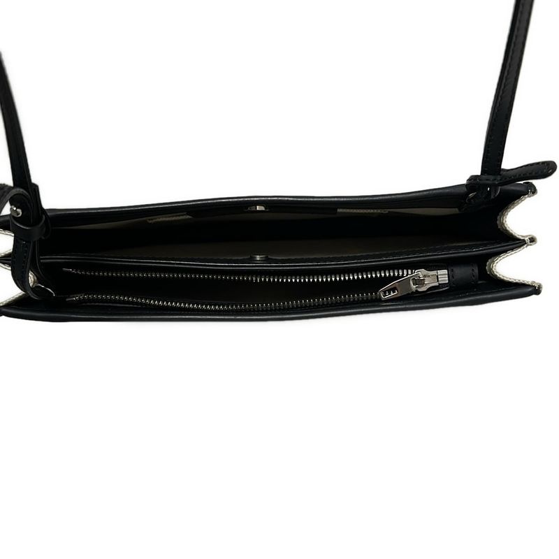 Balenciaga Shoulder Bag Navy Pochette 339937 Ivory And Black Leather