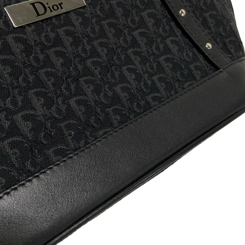 Dior/christian Dior Handbag Trotter Black And Dark Gray Studded/mini Bag Leather