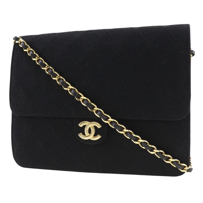 Chanel Chain Shoulder Matelasse Cotton Black Ladies Shoulder Bag