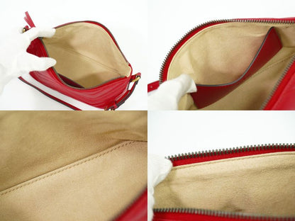 Authentic Gucci GG Marmont Shoulder Bag Leather Red 739166 Bag Pre-owned