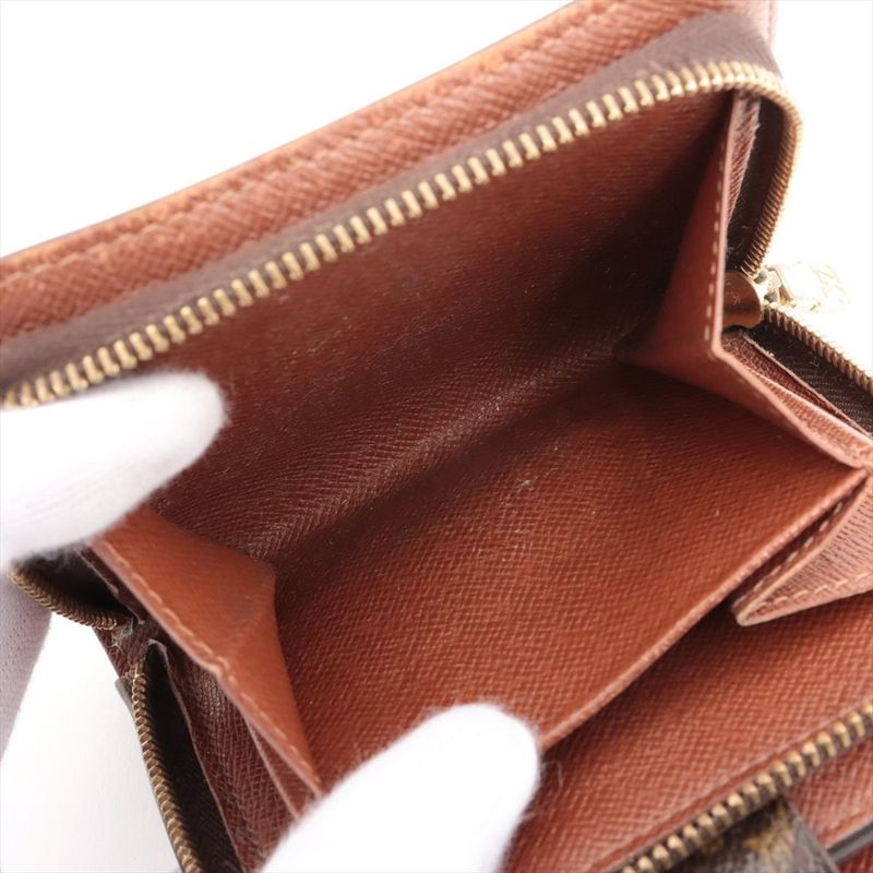 Louis Vuitton Monogram Compact Zip Fold Wallet M61667 Brown Made In France