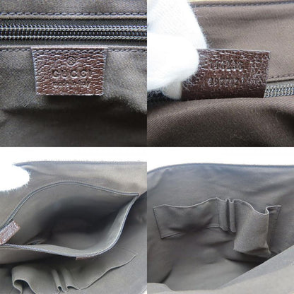 Gucci Shoulder Bag 146236 GG Canvas Leather Beige Brown Silver Hardware