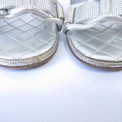Good Chanel Chunky Heel Metallic Cles Zers Ring Back Sandals 35.5c Equivalent