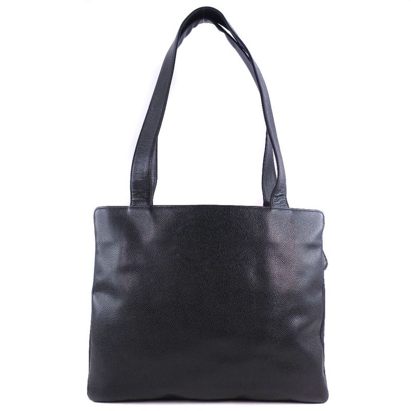 Chanel Shoulder Tote Caviar Skin Black Ladies Tote Bag