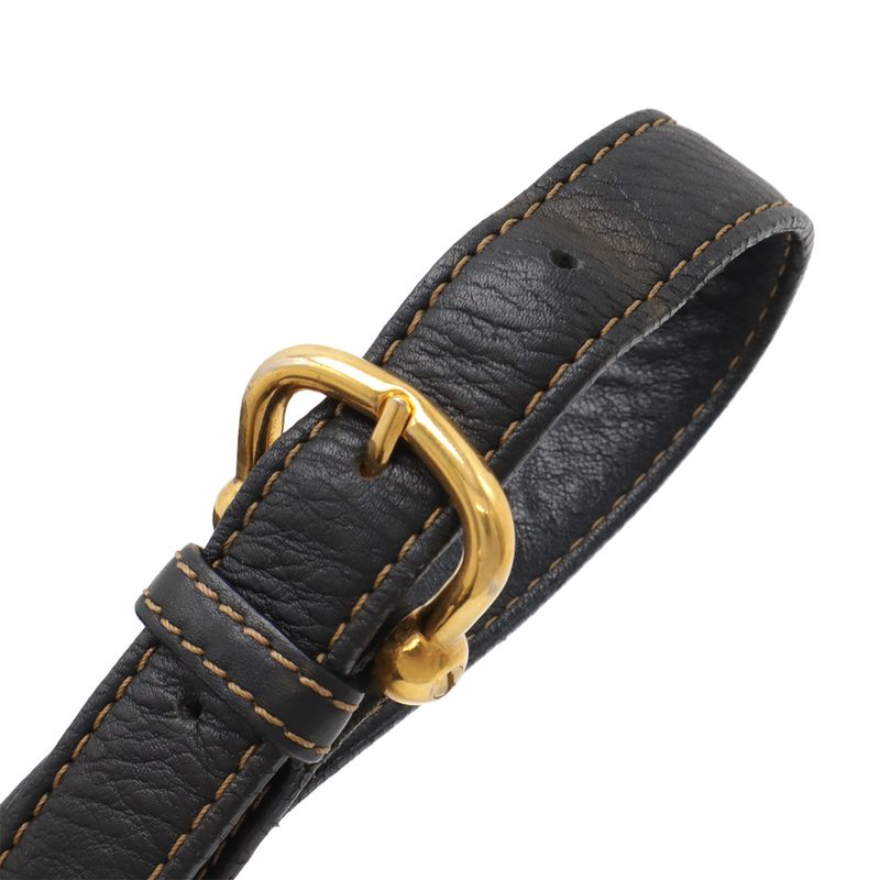 Loewe Anton Shoulder Bag Crossbody Leather Black With Gold Hardware Pouch