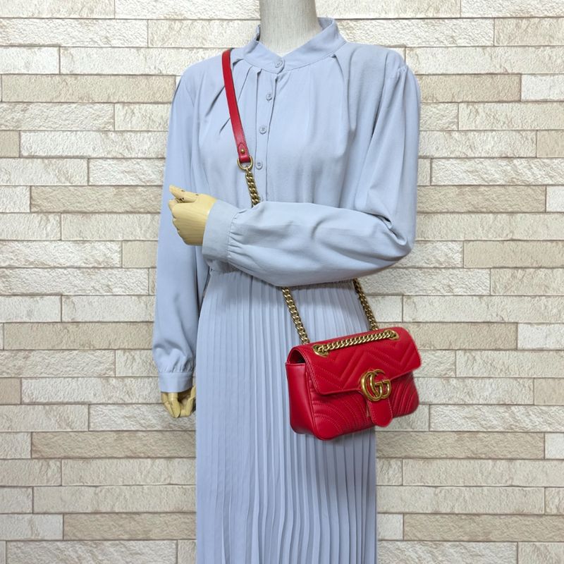 Gucci GG Marmont Shoulder Bag Leather 446744 Red Ladies Gucci  Gucci