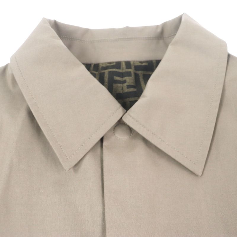  Fendi 2023 Ff0741 FF Logo Zucca Pattern Leather Use Reversible Trench Coat