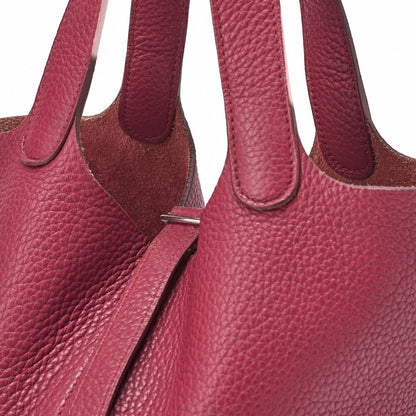 Hermes Picotin Lock PM Handbag Taurillon Clemence Rouge Casaque (silver