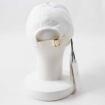 Celine 2aun1969p Initials Sequins Baseball Cap Hat Cotton White Black Gold