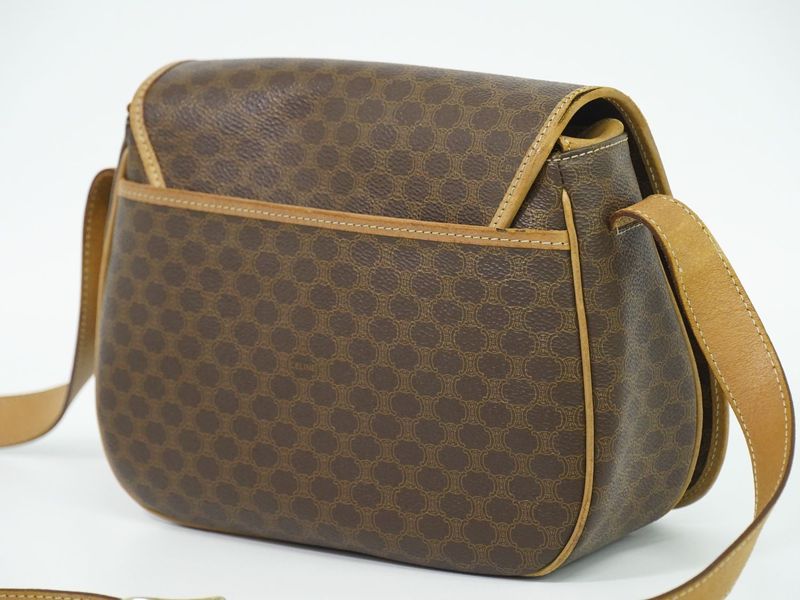 Authentic Celine Macadam Shoulder Bag Pochette PVC Brown Macadam Bag Pre-owned
