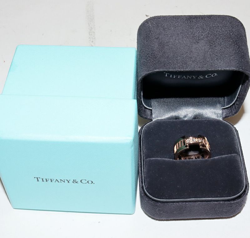 Tiffany & Co Ring 18K Pink Gold Diamond 3P Open Atlas Ring