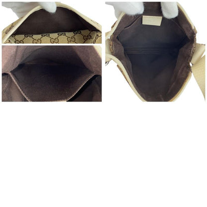Gucci Brown Ivory Silver Hardware GG Canvas/leather 147671 Shoulder Bag