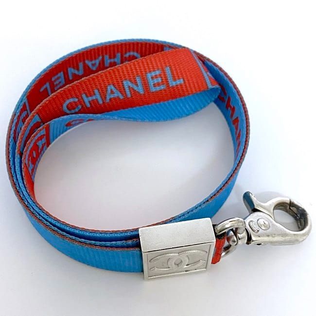 Chanel Neck Strap Blue Red Sport Ec20202 Excellent Condition