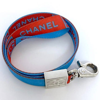 Chanel Neck Strap Blue Red Sport Ec20202 Excellent Condition