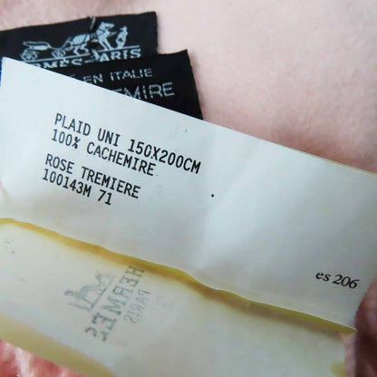 Hermes 100% Cashmere Extra Large Shawl With Logo Embroidery