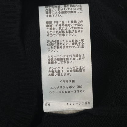 Current Hermes Short-sleeved Knit Black Cashmere H Button