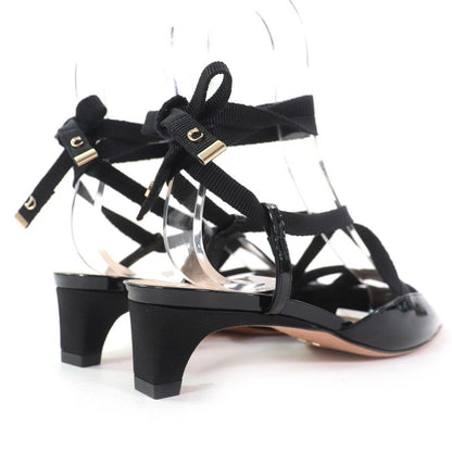 Christian DIOR D-envol Patent Leather Square Toe Lace Up Pumps Black 36 With