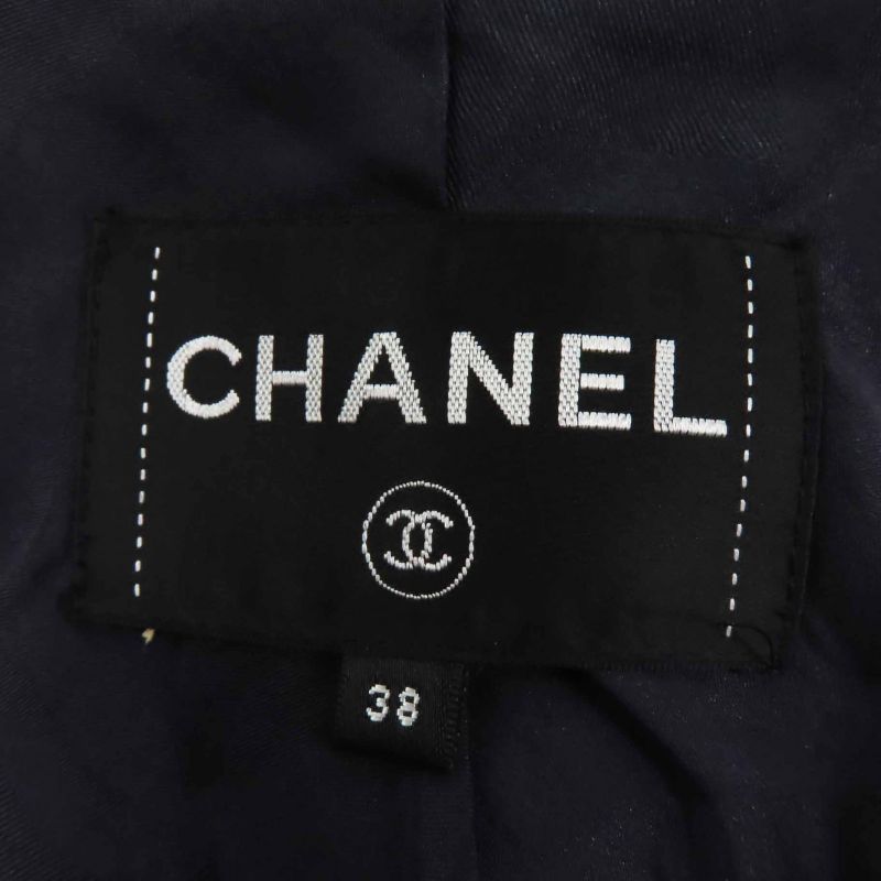 CHANEL P62024 Alpaca Coco-mark Buttoned Extra Long Length Coat Dark Navy 38