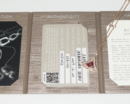 Bulgari Pendant Necklace 18K Pink Gold Pink Tourmaline 1P Diamond 115ct Diva