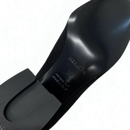 Hermes Volver Boots Short Shoes Fabric Leather Black Sock