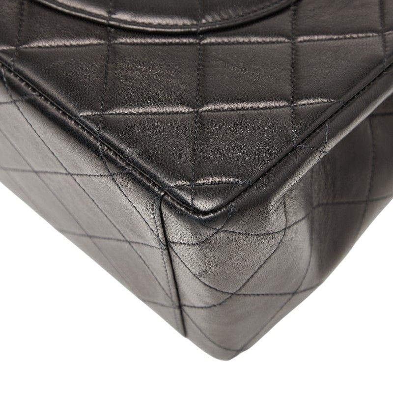 Chanel Coco Mark Deca Matelasse 34 Crossbody Chain Shoulder Bag Black Leather