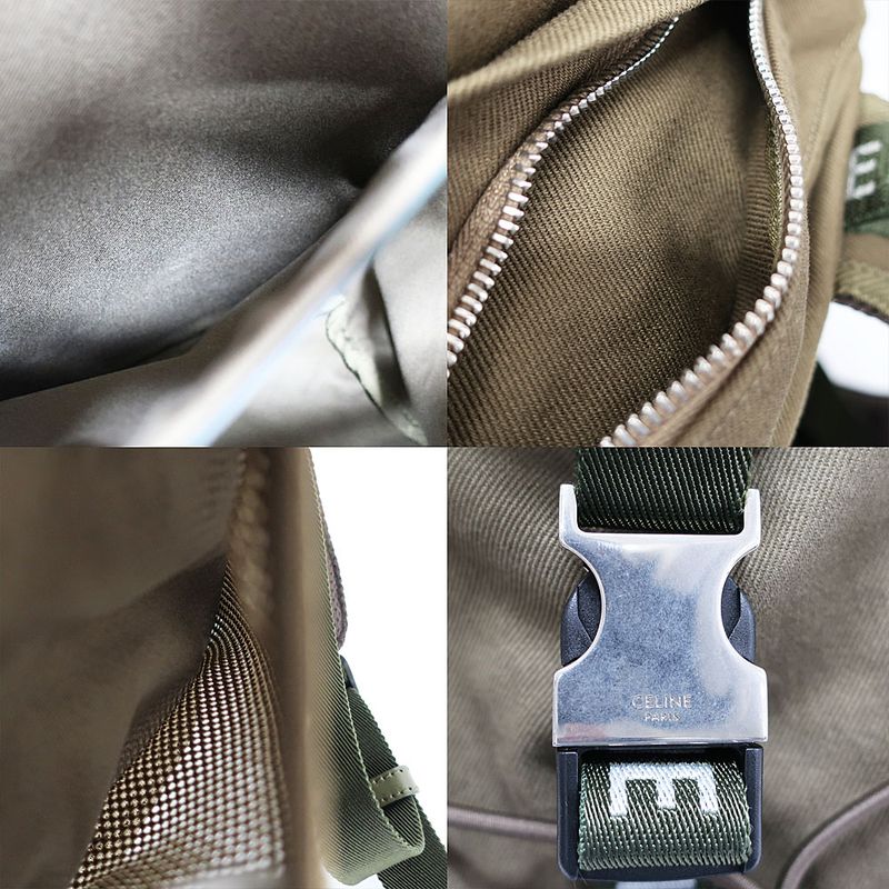 Celine Medium Trekking Backpack Rucksack Khaki Green Cotton Backpack