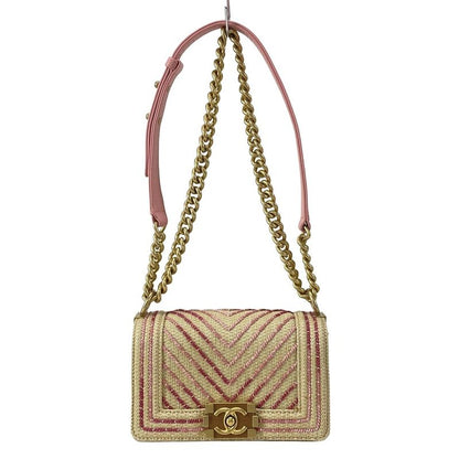 Chanel Shoulder Bag Boy Chanel / Chevron A67085 Beige And Pink Chain Shoulder /