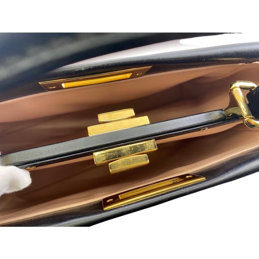 Fendi 8bn226 Peekaboo Medium Black Handbag Shoulder Bag Gold Hardware Preowned