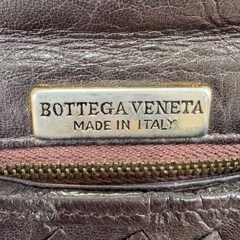 Bottega Veneta Chain Shoulder Bag Pochette Intrecciato Leather Brown Gold