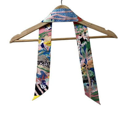 Hermes Scarf Twillie Pink And Multi Ribbon Scarf / Canine