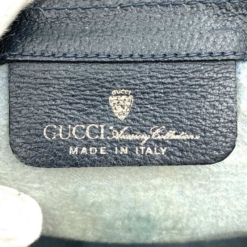 Gucci 001 019 Clutch Bag Second Bag Navy Sherry Line GG Supreme Canvas Leather