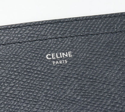 Celine Card Case Pass Case Card Holder Grained Calf Leather Navy