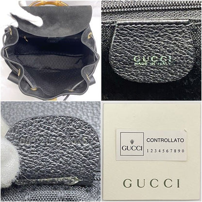 Gucci Backpack Black Bamboo 003 2058 0016 Excellent Condition