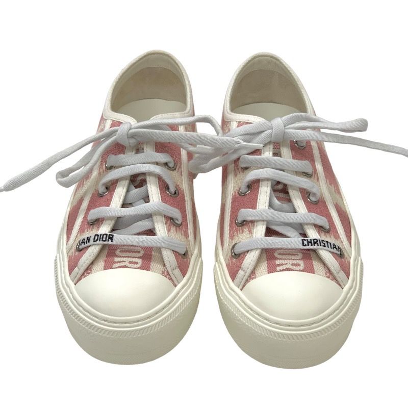 Christian DIOR WALK N DIOR Sneakers Shoes Fabric Pink White Jacquard Logo