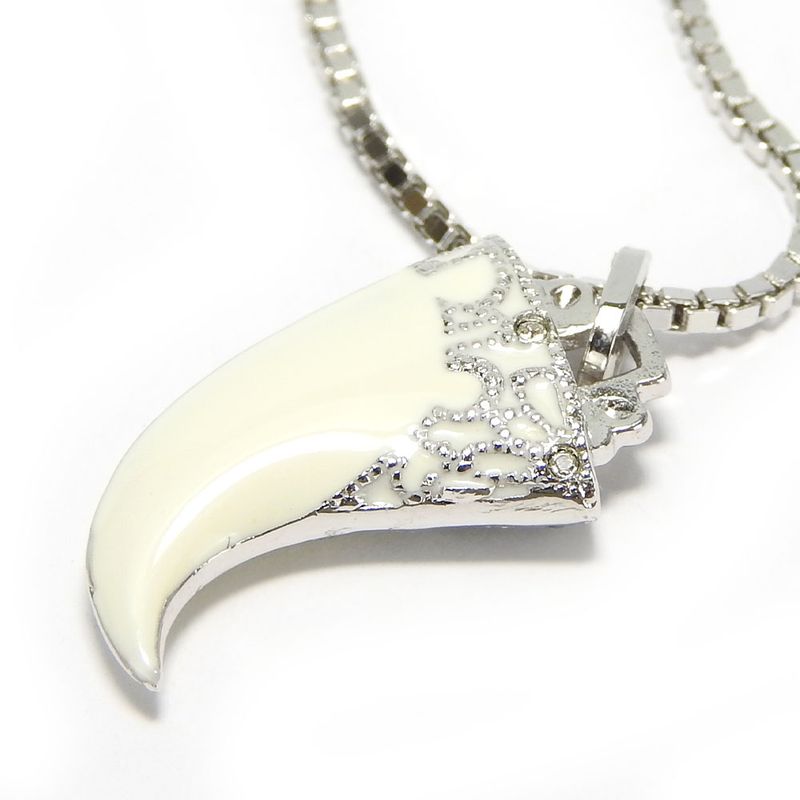 Christian Dior Necklace Metal Silver Hardware Fang Motif Plated Accessory
