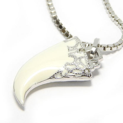 Christian Dior Necklace Metal Silver Hardware Fang Motif Plated Accessory