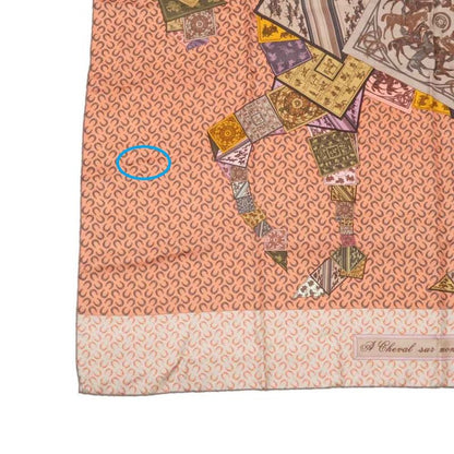 Hermes Carre 90 Scarf Cheval Sur Mon Carre 100% Silk Pink Accessory