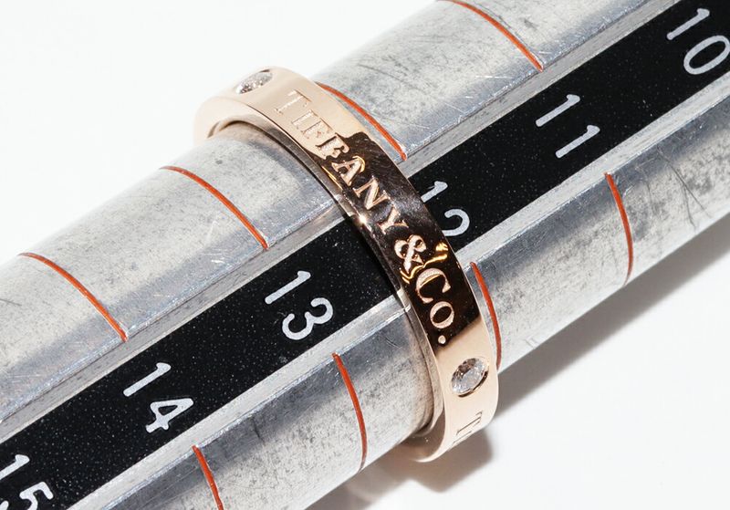 Tiffany & Co Ring 18K Pink Gold Diamond 3P (007ct) T&CO Band Ring With Flat