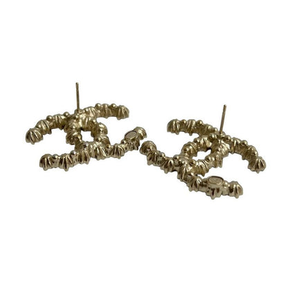 Chanel Coco Mark Metal Rhinestone Earrings Accessories 19AA