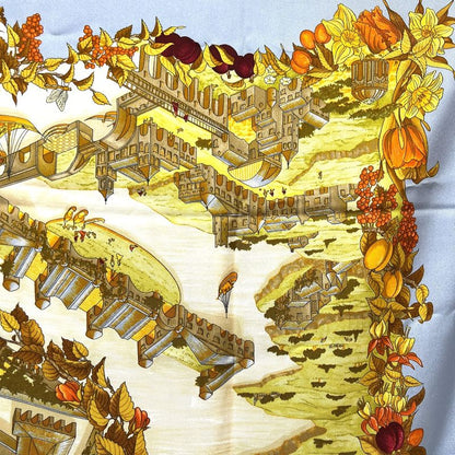 Hermes Scarf Carré 90 Au Pays De Cocagne In Paradise Silk Blue