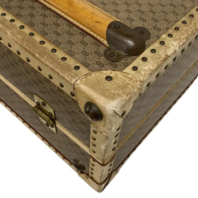 Gucci Trunk Case Old Guccigg Pattern Beige X Brown X Dark Brown Lock Number