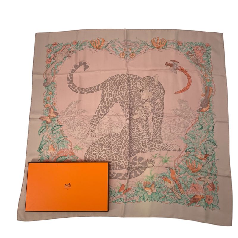 Hermes Scarf Carre 90 DIP DYE Jungle LOVE Jungle LOVE 100% Silk With Box