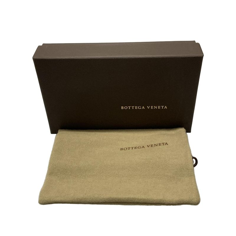 Bottega Veneta Long Zip Around Wallet 114076 Black Braided/round Zipper Leather